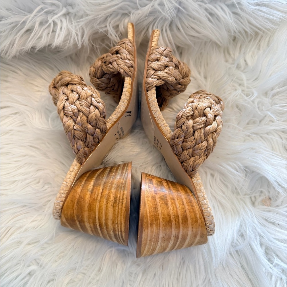 DDecadence Woven Raffia Knot Sandals Natural Braided Slide Brazil Size 6 - Picture 3 of 9